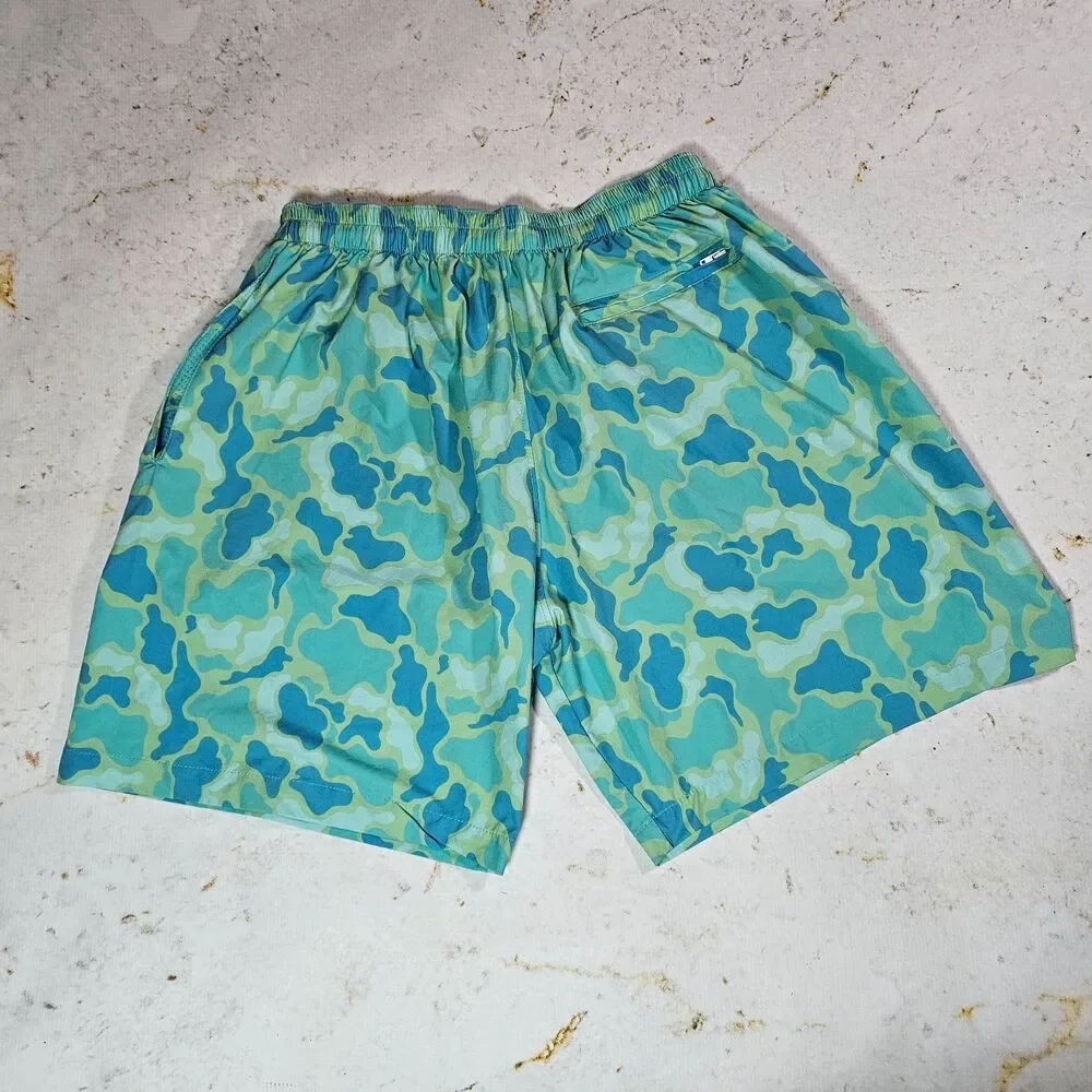 Splashway Waterpark Men's Swim Trunks Size Large Blue Camo Board Shorts L EUC